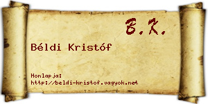 Béldi Kristóf névjegykártya